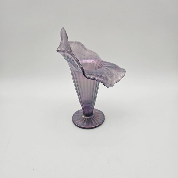 Fenton Lavender Purple Iridescent Crackle Jack in the Pulpit Vase - Picture 4 of 9